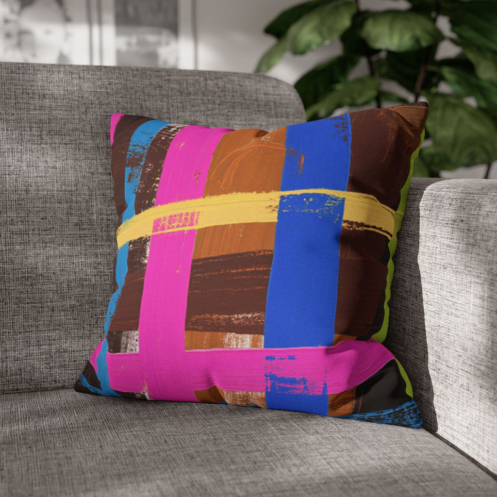 Plaid Accent Colorful Throw Pillow
