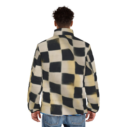 Stylish Checkered Men's Puffer Jacket - Modern Winter Outerwear