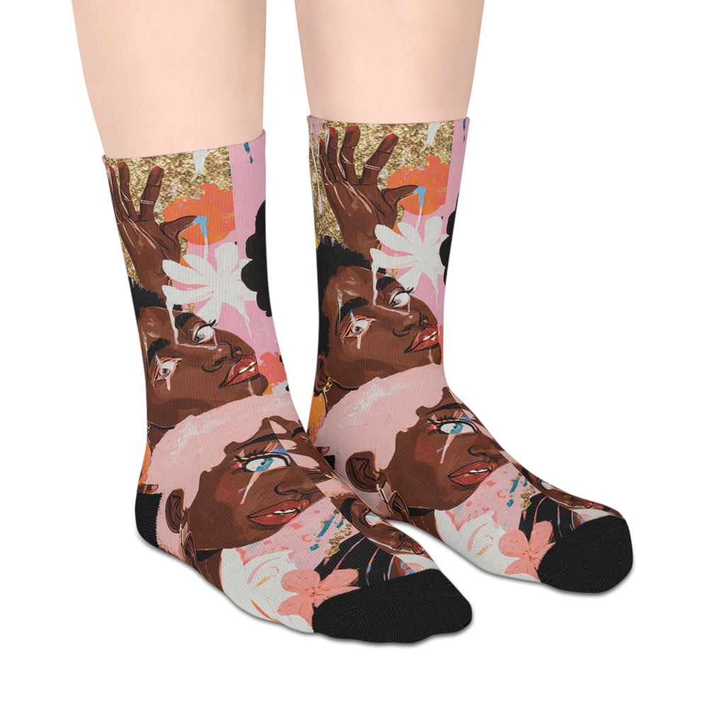 Afro Art Mid‑Calf Socks —