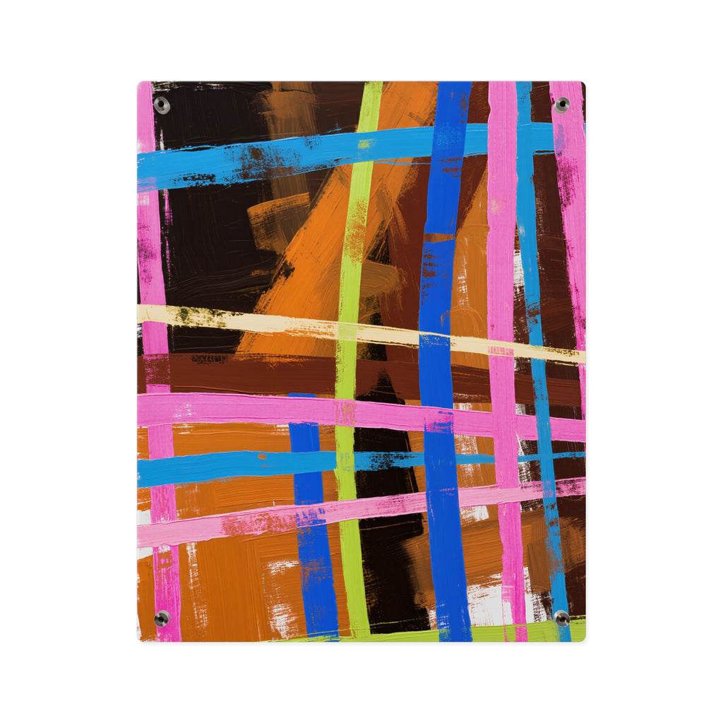 Abstract Neon Grid Acrylic Wall Art Panel — Colorful Modern Geometric Decor