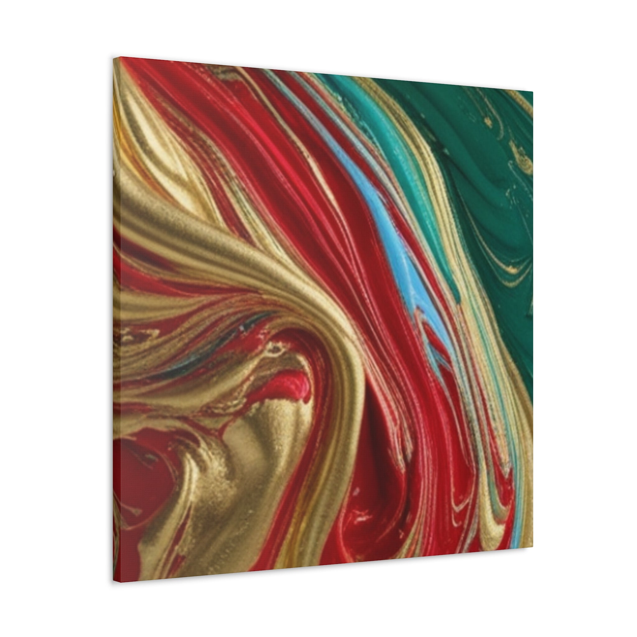 Abstract Swirl – Gold, Red, Blue, and Green Gallery Wrapped Canvas