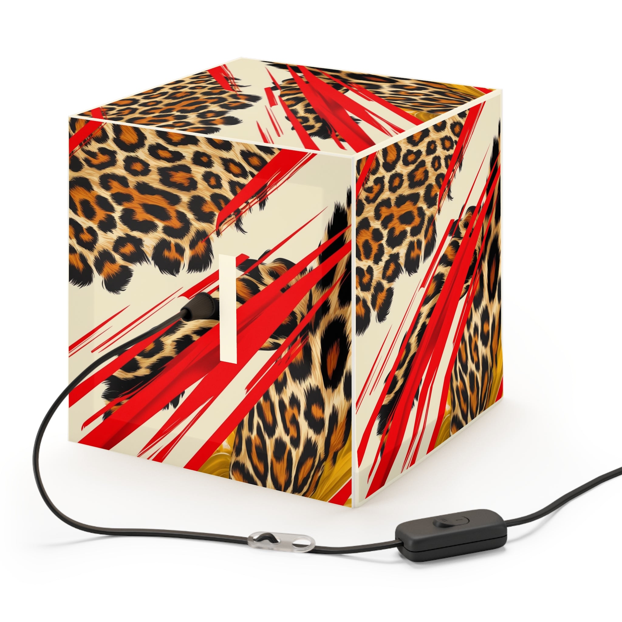 Wild Luxe Leopard Print Light Cube Lamp - Modern Home Decor