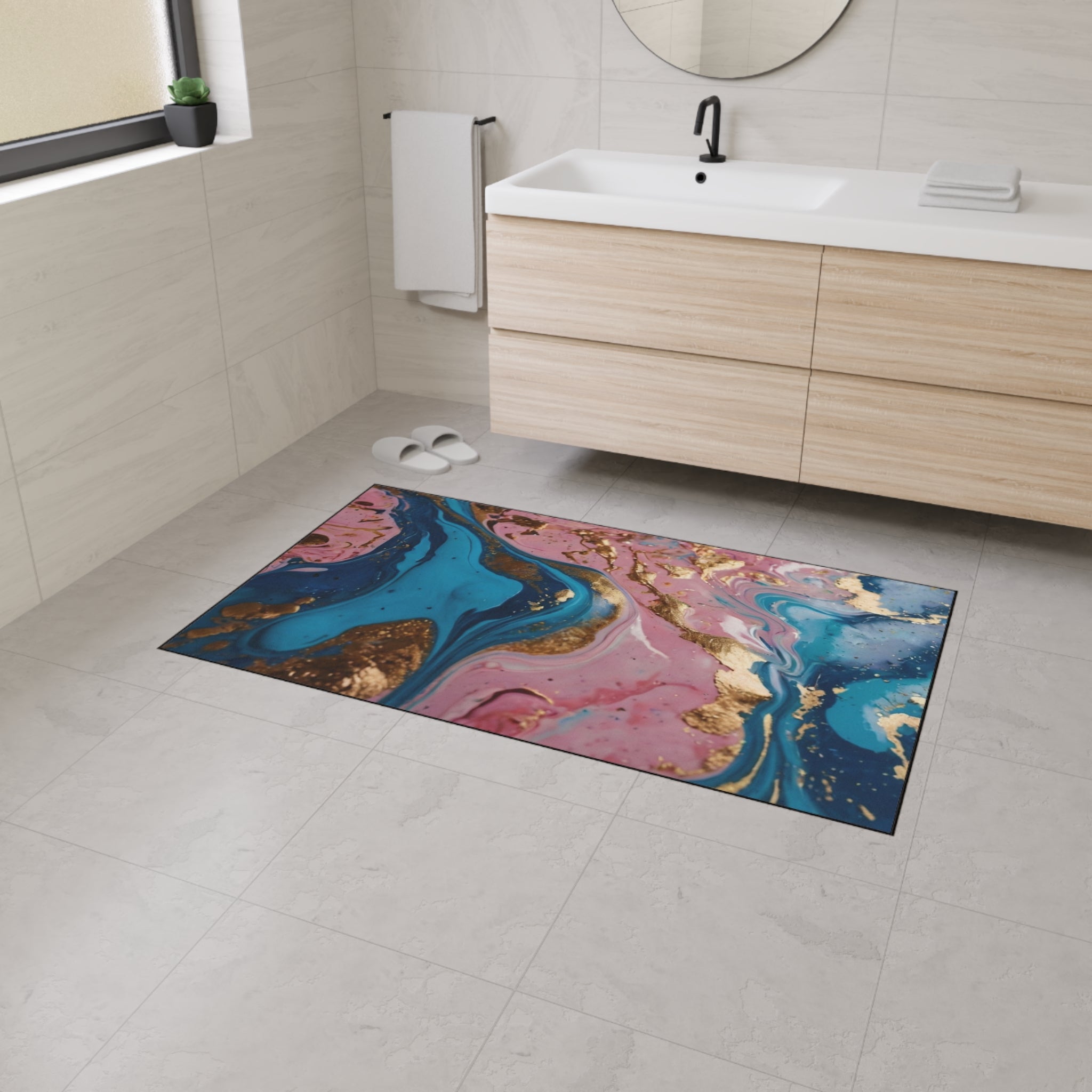 Elegant Abstract Heavy Duty Floor Mat – Non-Slip Decorative Area Rug for Home & Office