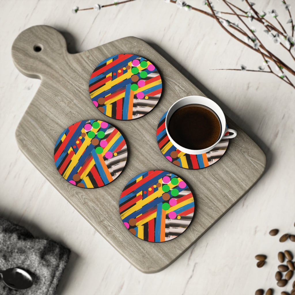 Abstract Colorblock Coasters — Bright Geometric Drink Coasters