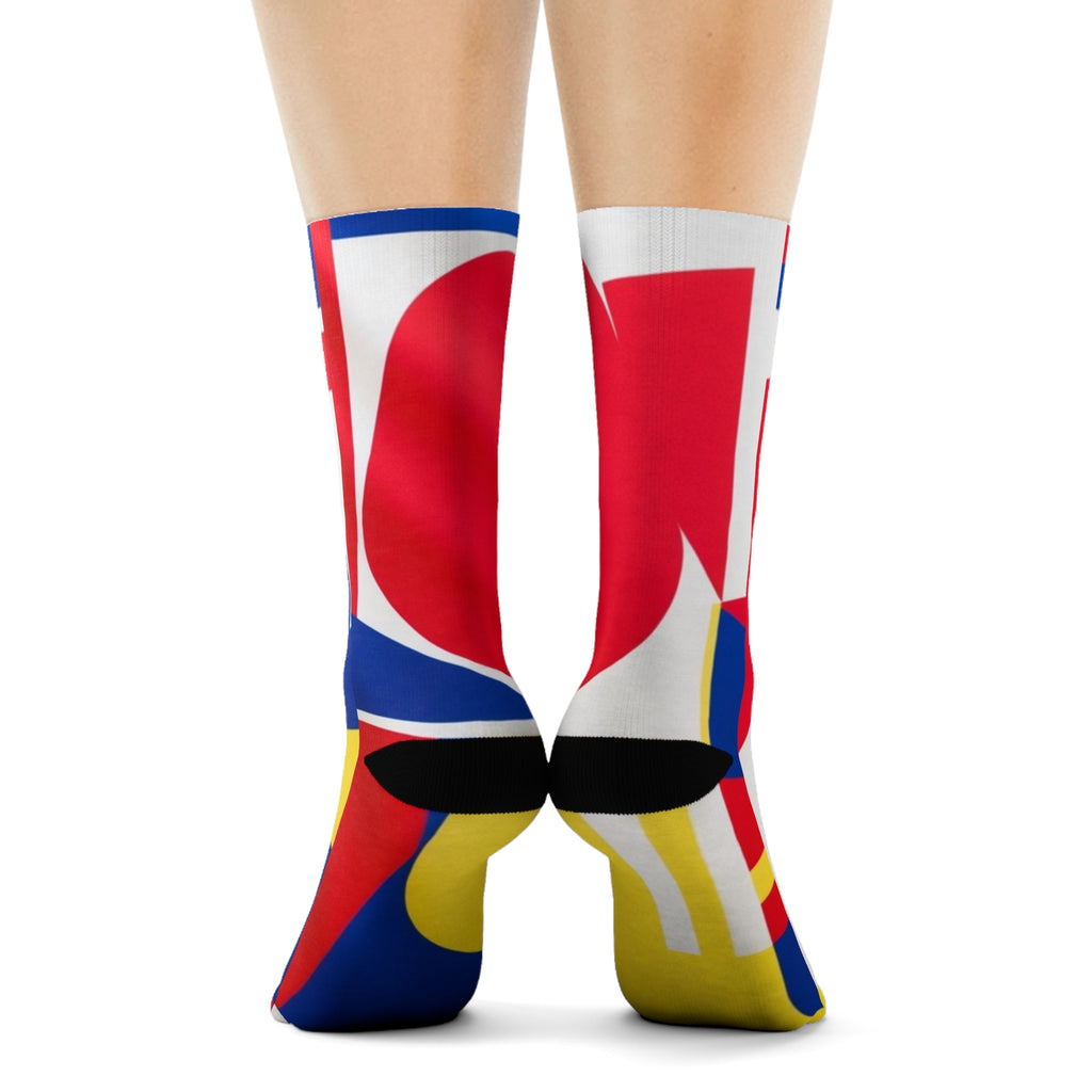 Abstract Color Block Crew Socks