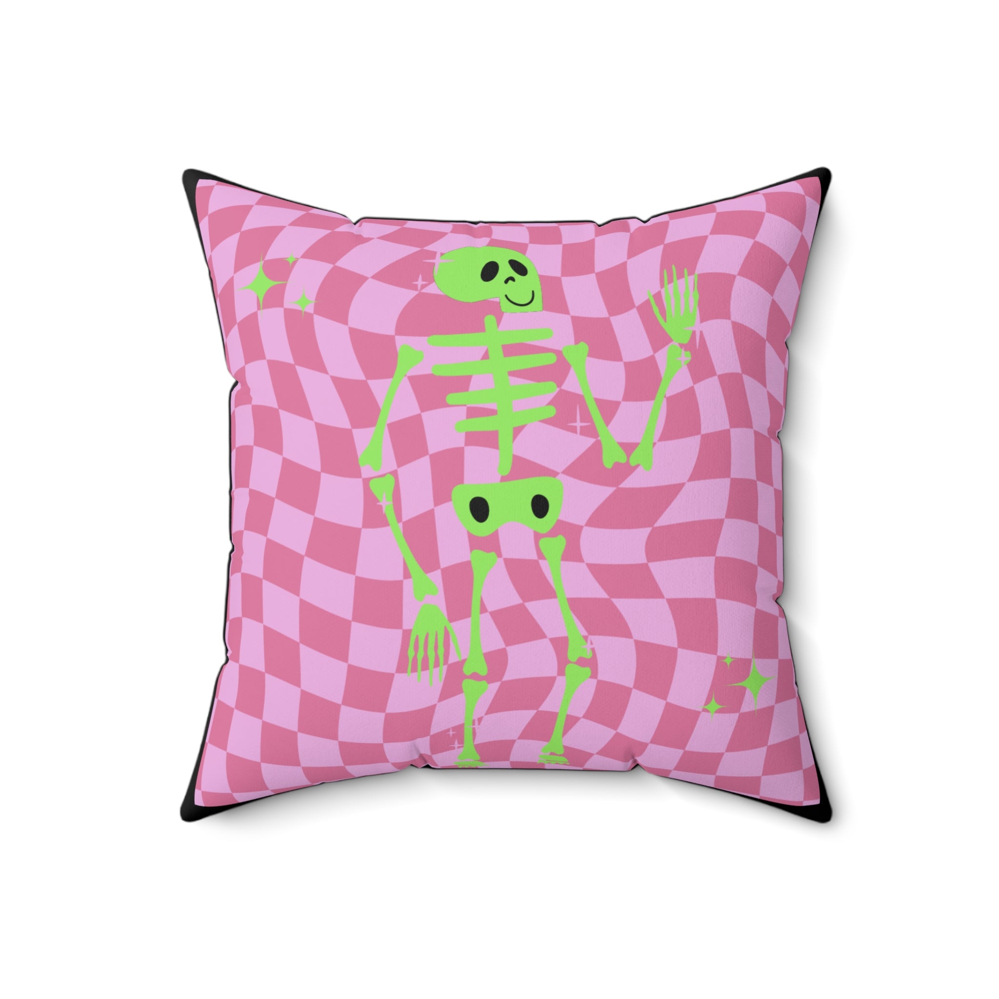 Skeleton Faux Suede Square Pillow