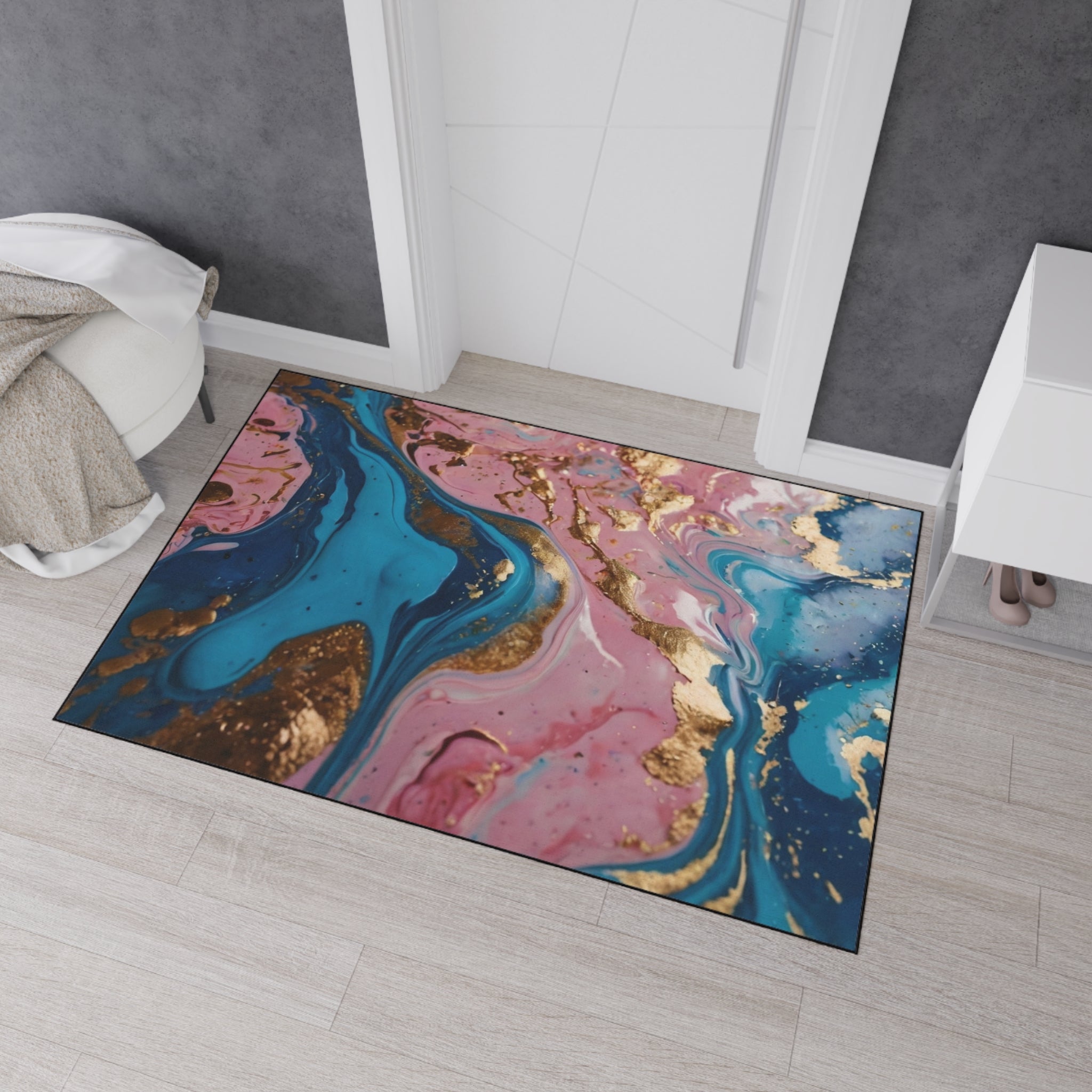 Elegant Abstract Heavy Duty Floor Mat – Non-Slip Decorative Area Rug for Home & Office