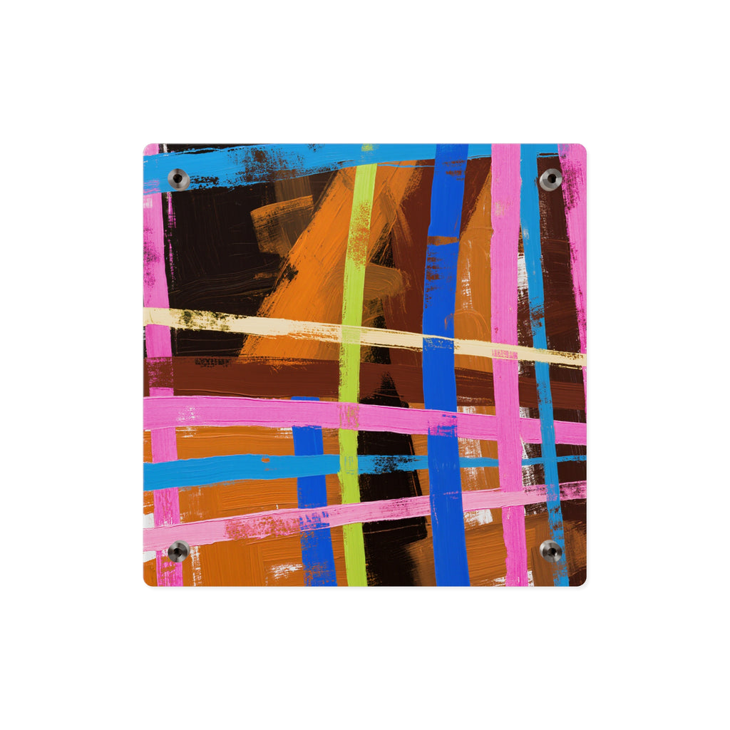 Abstract Neon Grid Acrylic Wall Art Panel — Colorful Modern Geometric Decor