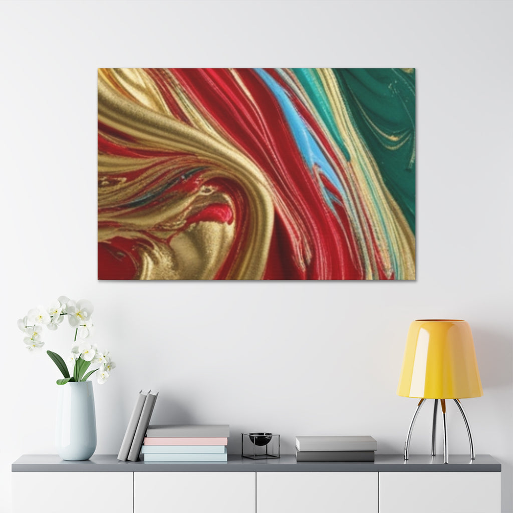 Abstract Swirl – Gold, Red, Blue, and Green Gallery Wrapped Canvas