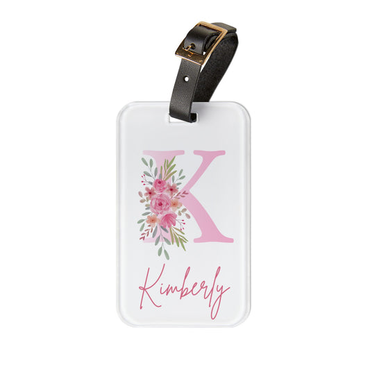 Personalized Floral Initial Luggage Tag - Custom Travel Accessory for Adventurers