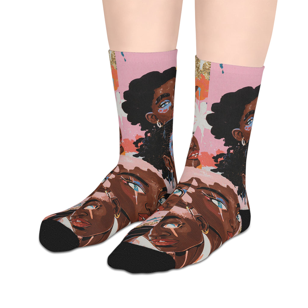 Afro Art Mid‑Calf Socks —