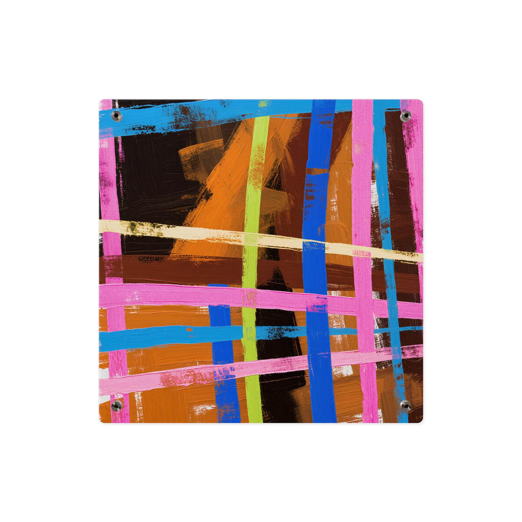 Abstract Neon Grid Acrylic Wall Art Panel — Colorful Modern Geometric Decor