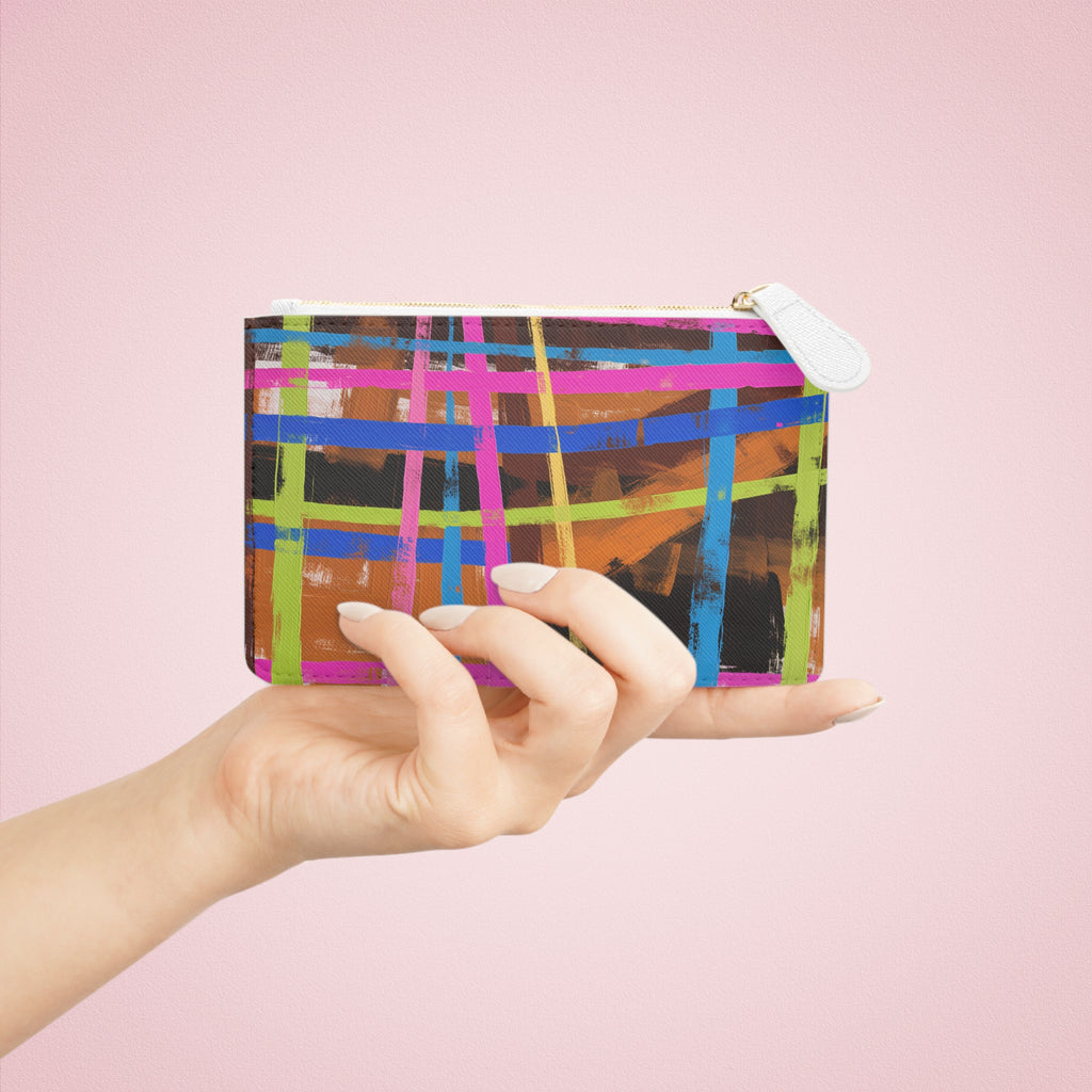 Abstract Neon Grid Mini Clutch Bag