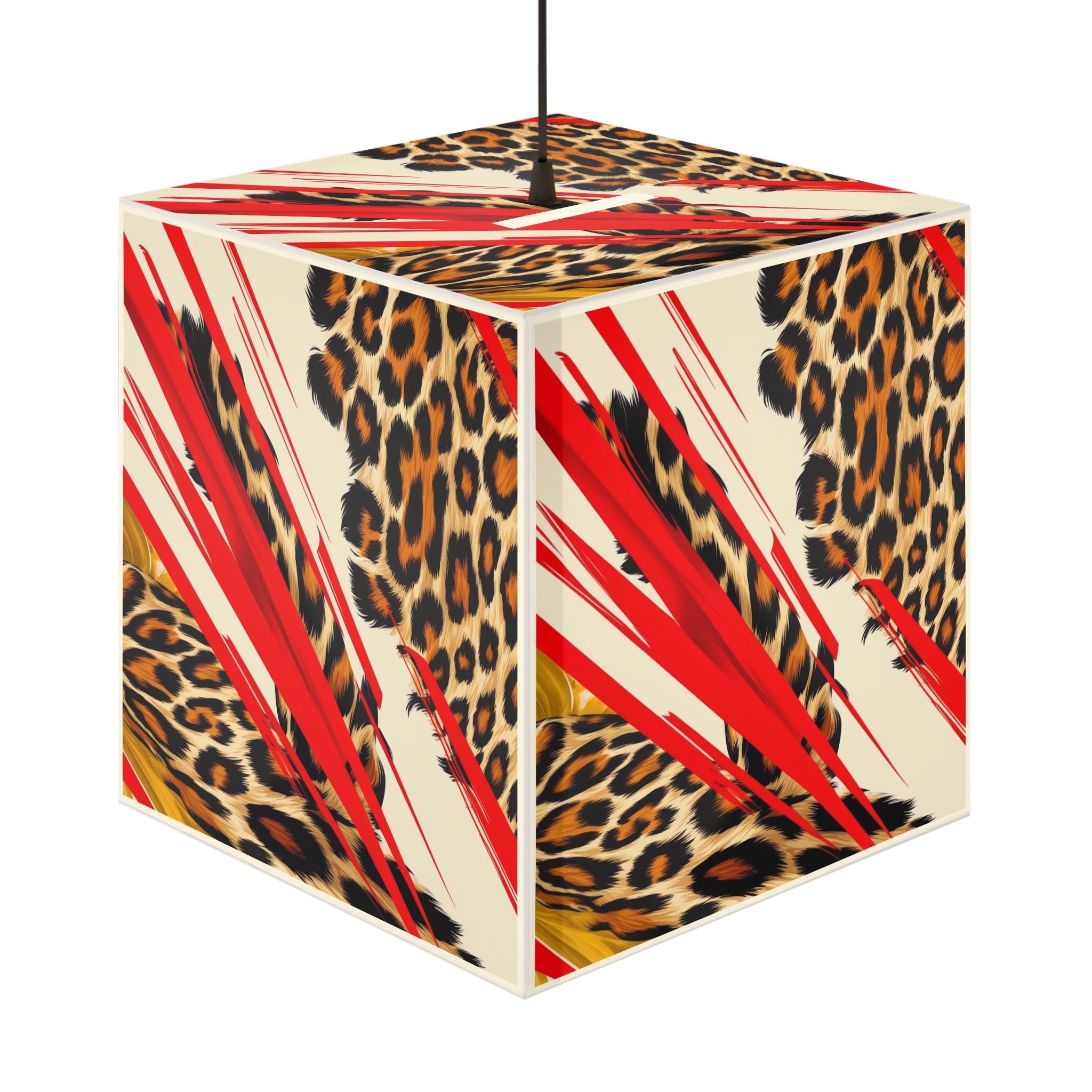 Wild Luxe Leopard Print Light Cube Lamp - Modern Home Decor