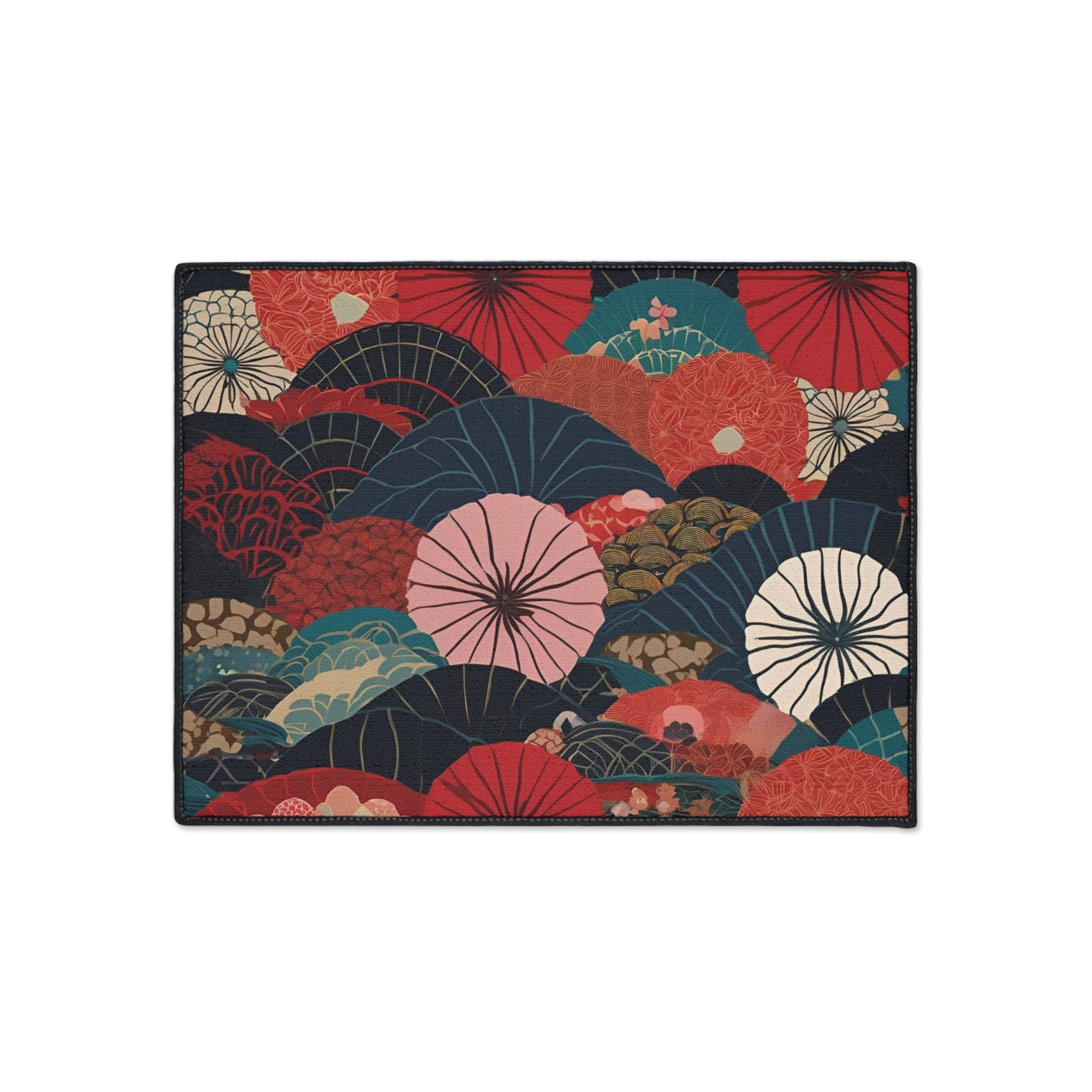 Artistic Heavy Duty Floor Mat - Vibrant Fan Design for Home and Office
