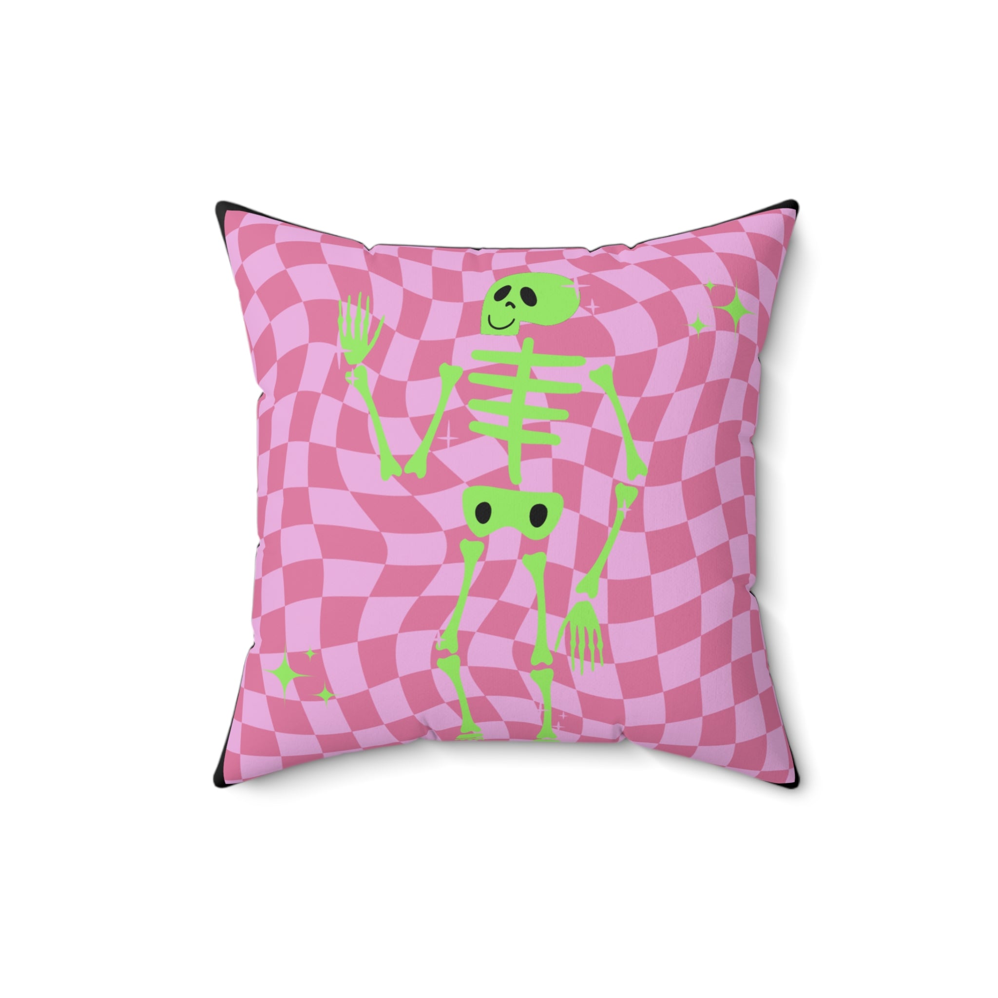 Skeleton Faux Suede Square Pillow