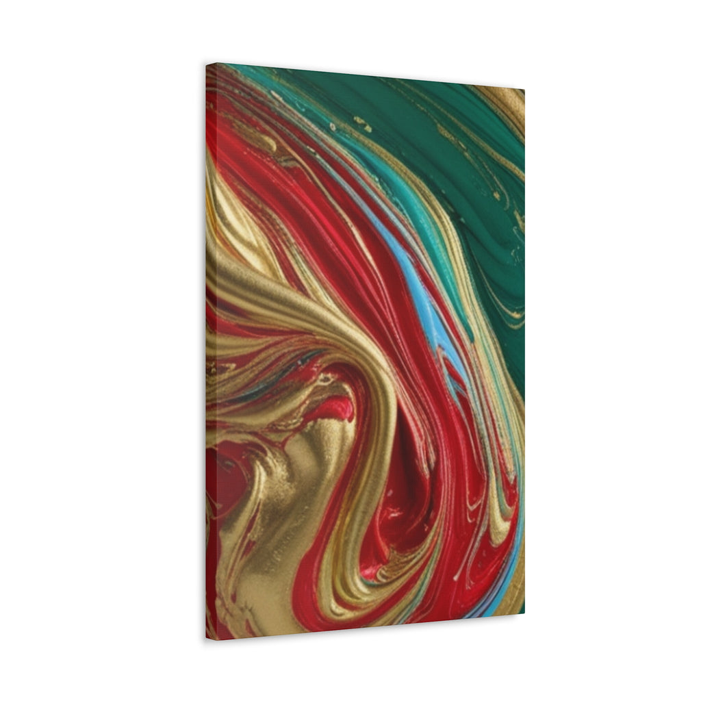 Abstract Swirl – Gold, Red, Blue, and Green Gallery Wrapped Canvas