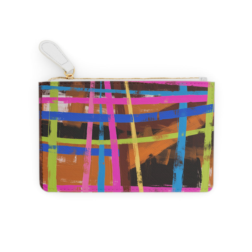 Abstract Neon Grid Mini Clutch Bag