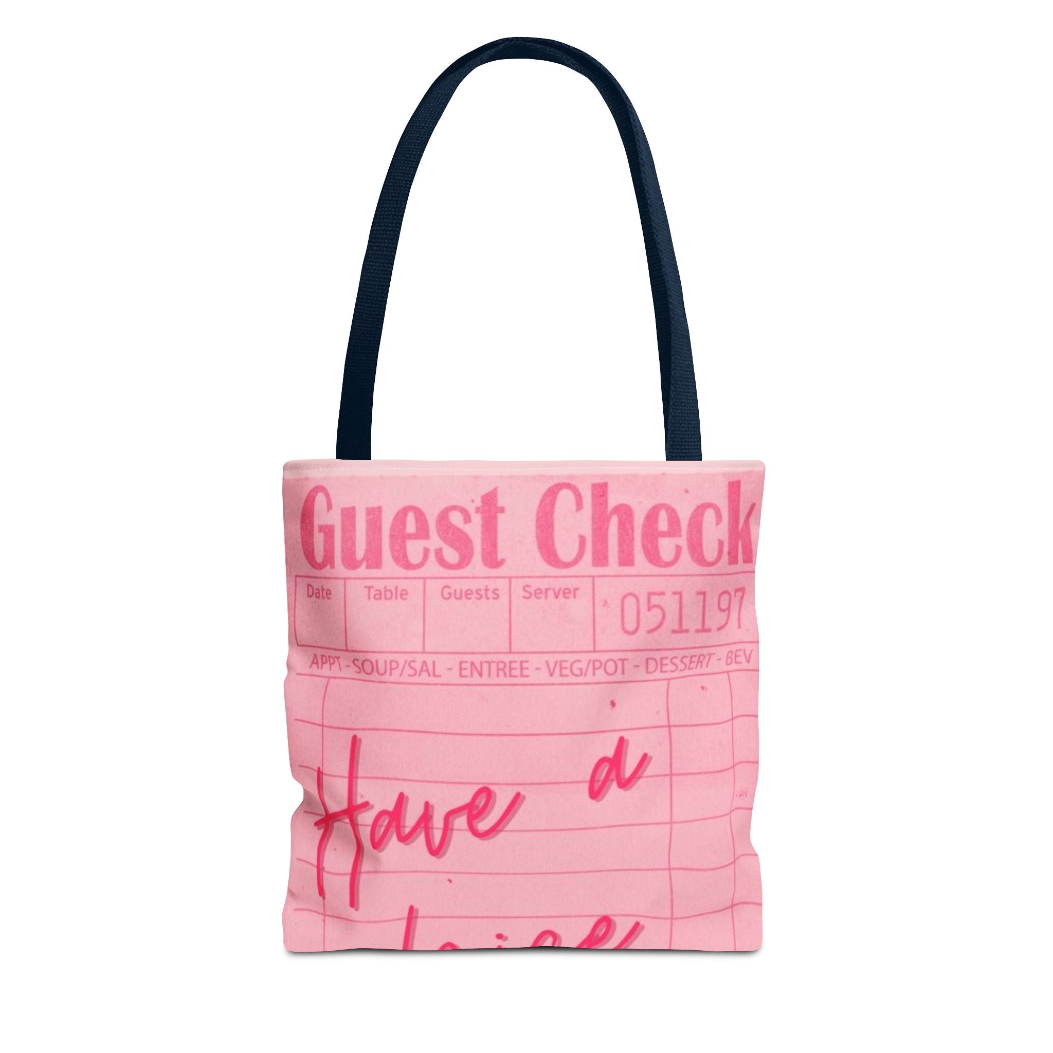 Guest Check Pink Tote Bag — 'Have a Nice Day' Retro Diner AOP Shopper