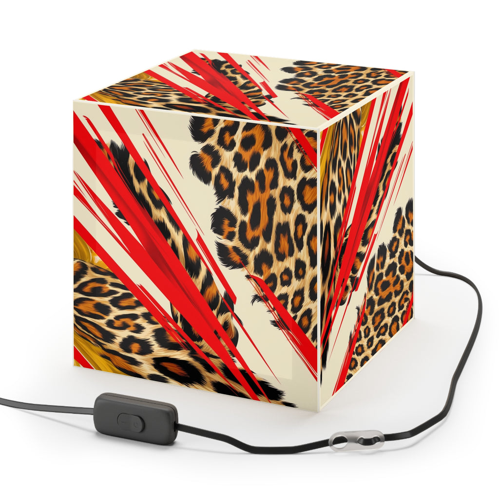 Wild Luxe Leopard Print Light Cube Lamp - Modern Home Decor